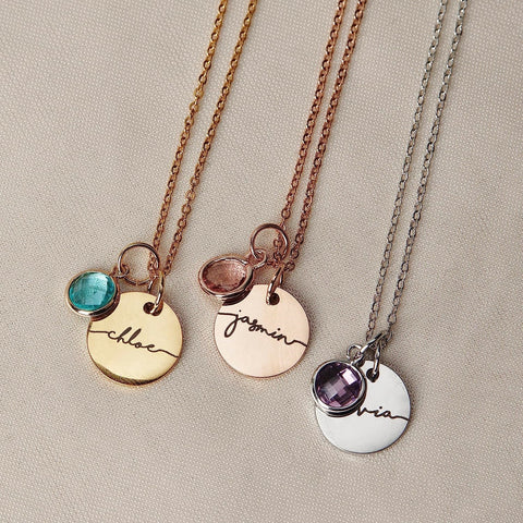 Misa Round Plate Birthstone Necklace