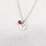 Misa Round Plate Birthstone Necklace